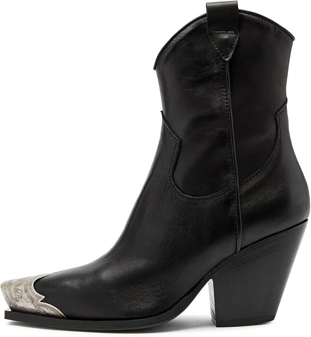 keleimusi Women's Western Cowgirl Ankle Boots Stacked Block Heel Cowboy Booties Steel Toe Heeled ... | Amazon (US)