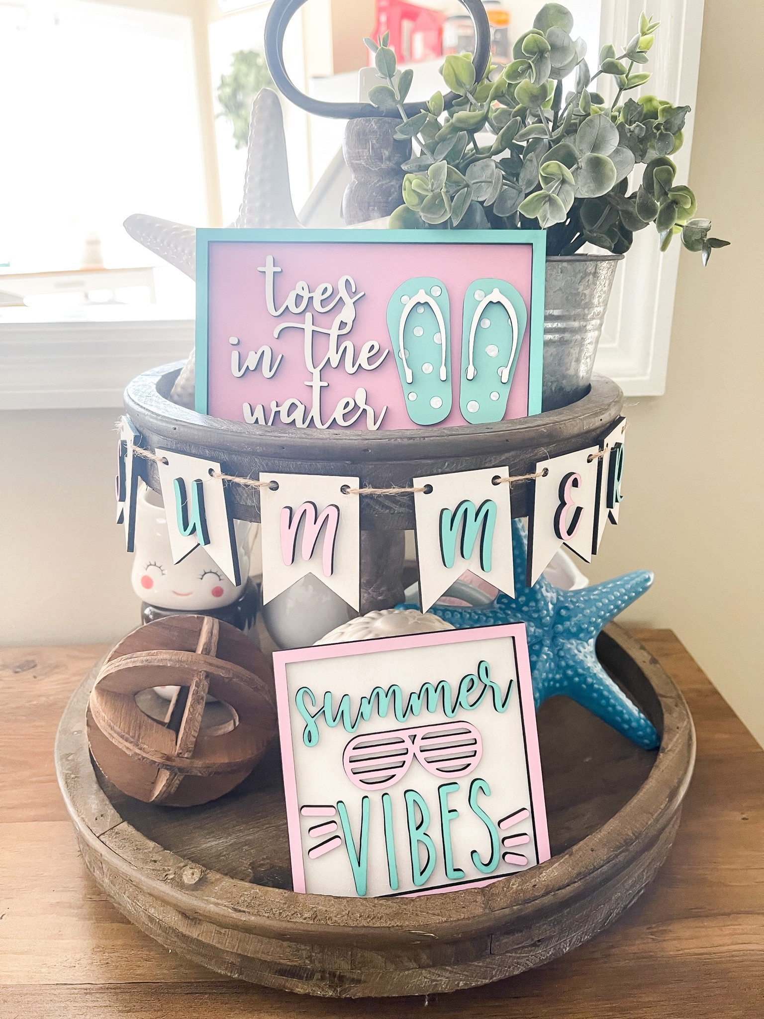 Summer tiered tray decor / farmhouse decor / summer decor / tiered tray styling 

#LTKSeasonal #LTKFind #LTKhome