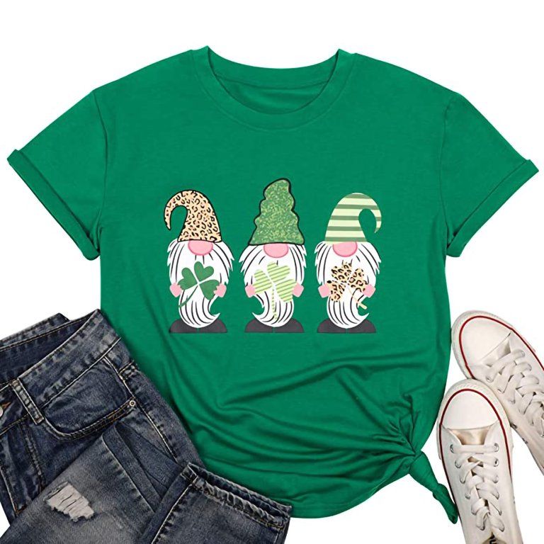 TANGNADE St. Patricks Day T-Shirt Women Leopard Shamrock Graphic Tee Short Sleeve Tops | Walmart (US)