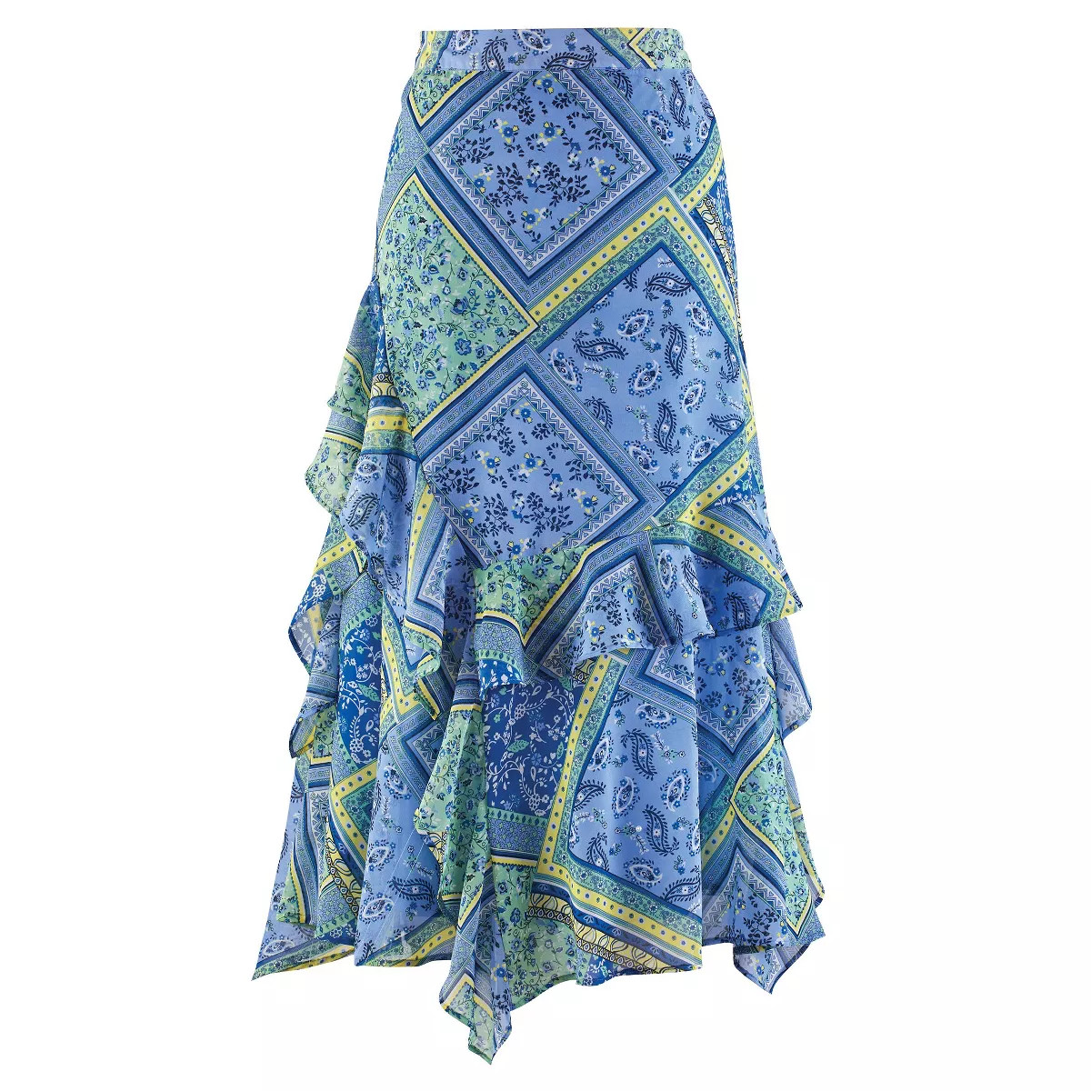 Collections Etc Patchwork Print Tiered Skirt | Target