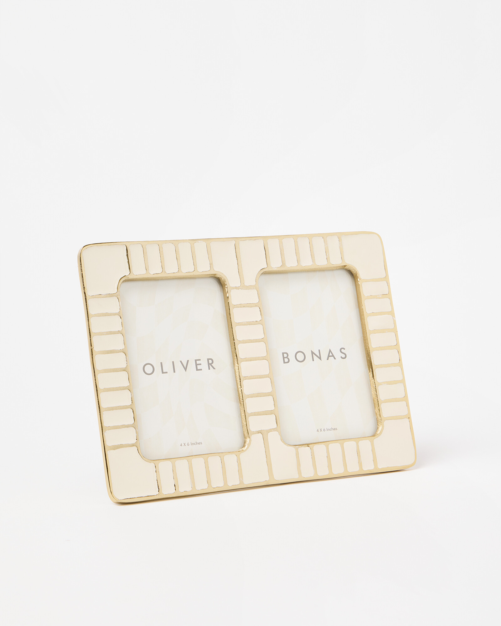 Cilo Cream Enamel Double Photo Frame 6x4" | Oliver Bonas | Oliver Bonas (Global)