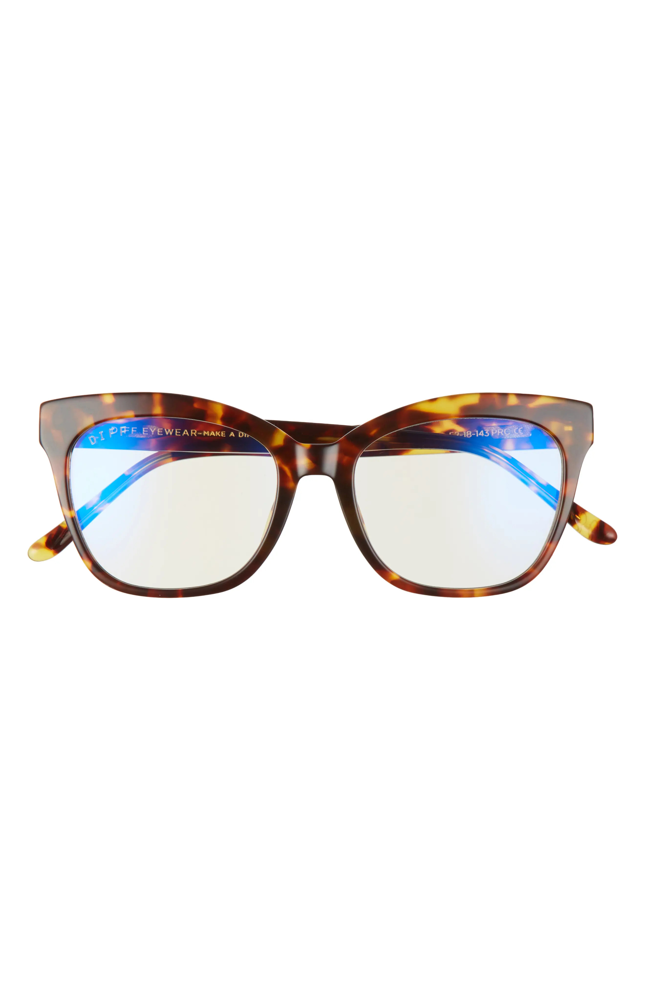 Women's Diff Dash 61mm Cat Eye Blue Light Blocking Glasses - Amber Tortoise/ Clear | Nordstrom