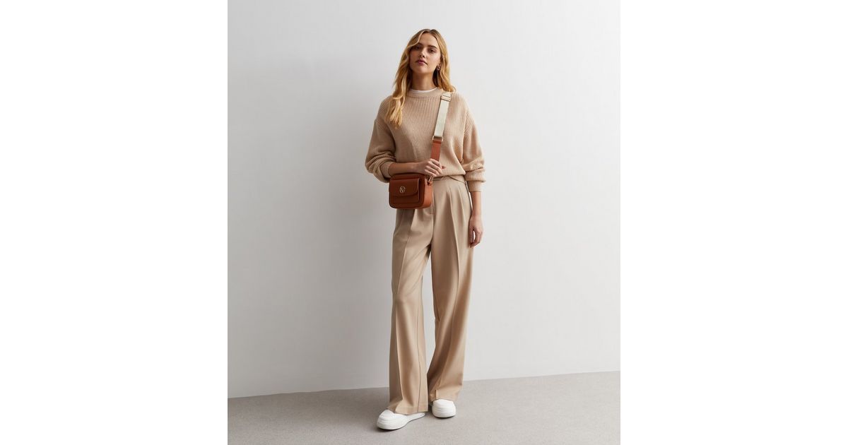 Stone High Waist Tailored Wide Leg Trousers
						
						Add to Saved Items
						Remove from Sav... | New Look (UK)