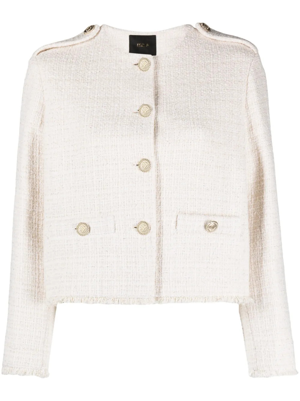 button-up tweed jacket | Farfetch Global