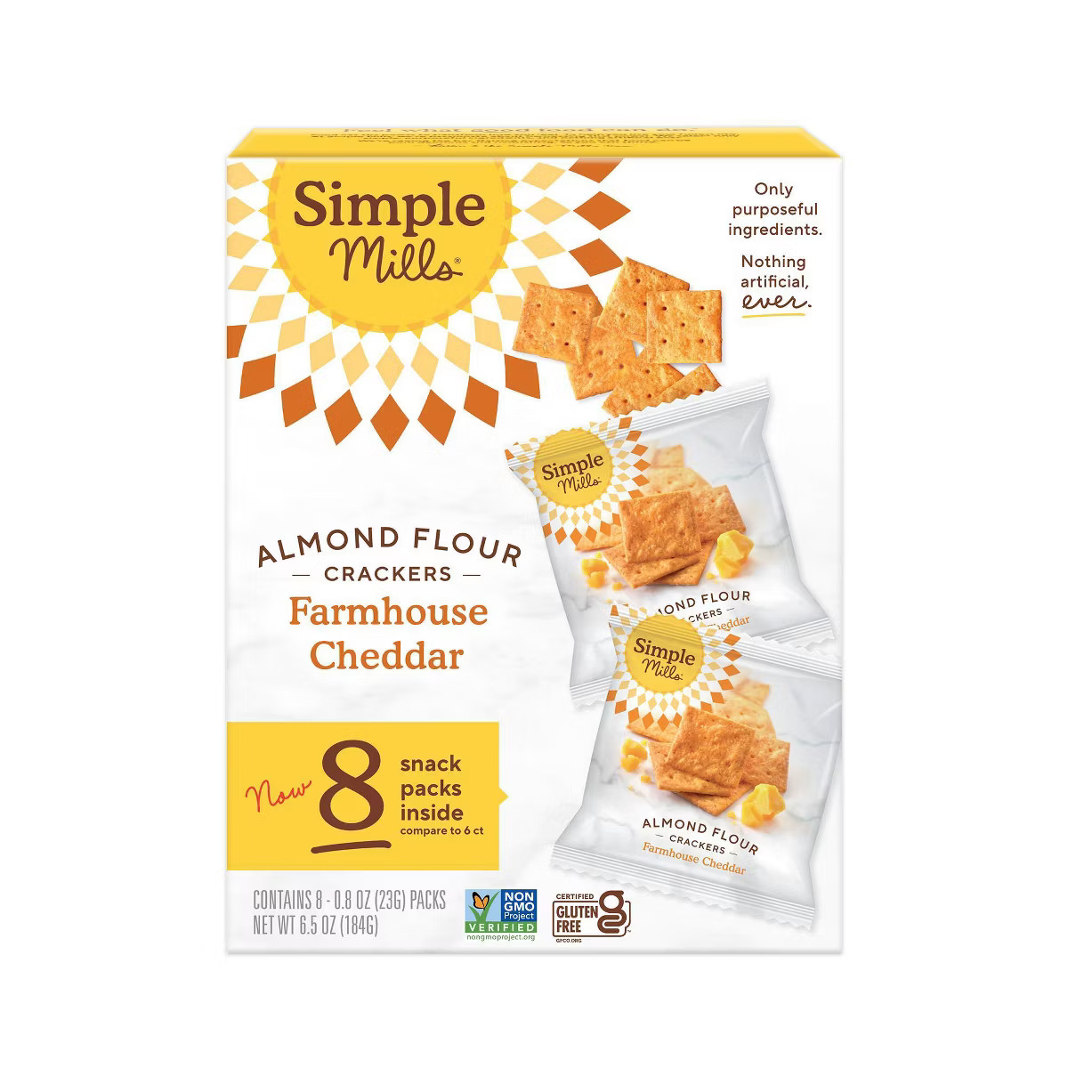 Simple Mills Almond Flour Crackers Farmhouse Cheddar - 6.5oz/8pk | Target