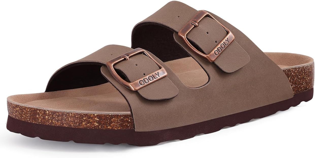 Women's Cork Footbed Slide Sandal, Comfortable Summer Beach Sandals with Adjustable Buckle | Amazon (US)