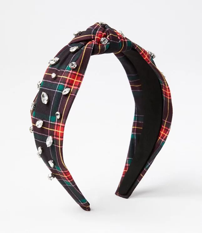 Plaid Gem Knot Headband | LOFT