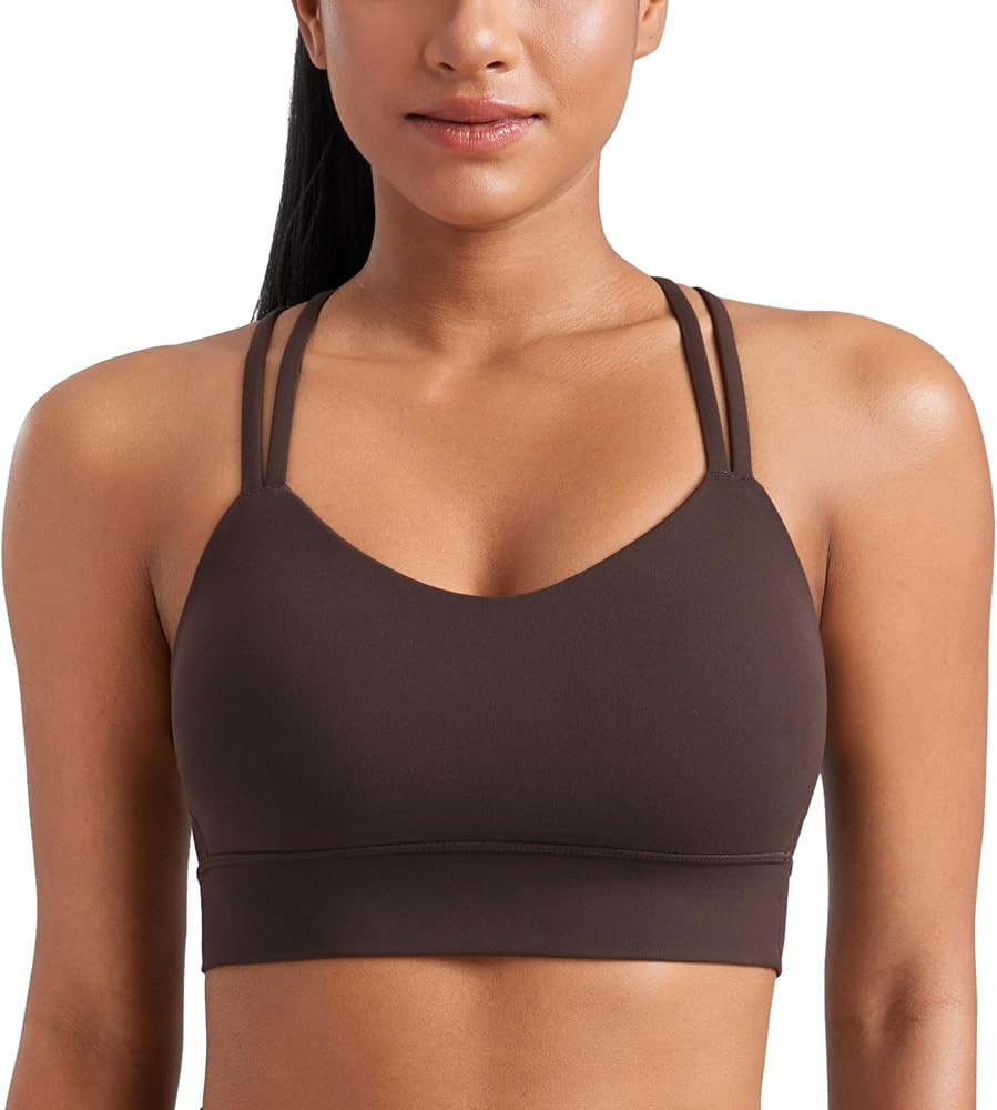 CRZ YOGA Softness Mold Womens Butterluxe Strappy Longline Sports Bra - Double Spaghetti Strap Wor... | Amazon (US)