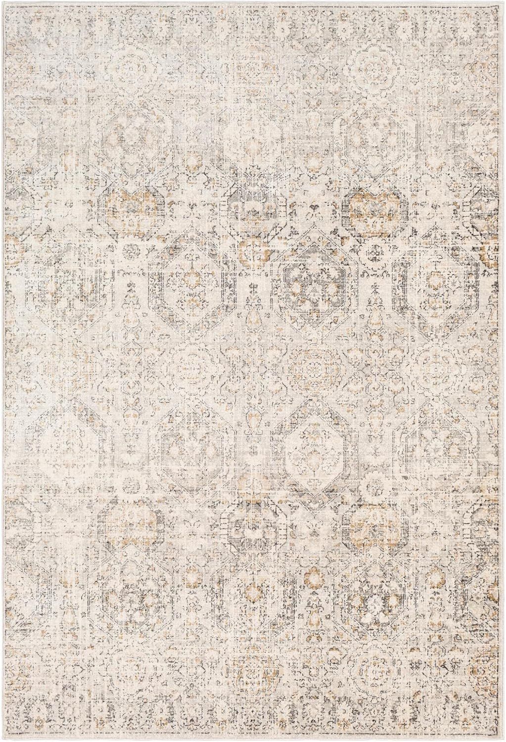 Mark&Day Area Rugs, 5x7 Geelbroek Traditional Tan/Ivory Area Rug, Beige Grey Black Carpet for Liv... | Amazon (US)