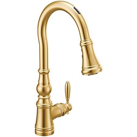 Moen S72101BG Weymouth One-Handle Traditional Kitchen Faucet with Side Sprayer, Brushed Gold | Amazon (US)