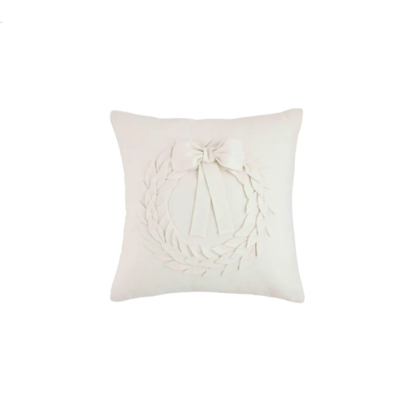 White Wreath Wool Pillow | Linen & Flax Co