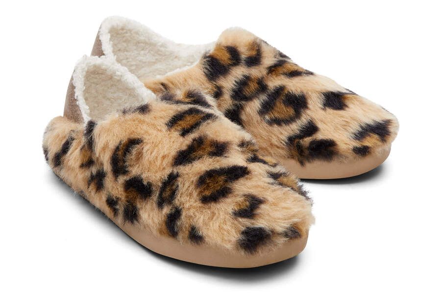 Ezra Slipper Brown Leopard Faux Fur Convertible | TOMS | TOMS (US)