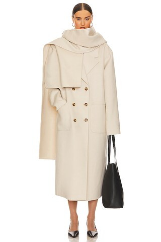 Helsa Oversized Coat With Detachable Scarf in Ivory from Revolve.com | Revolve Clothing (Global)