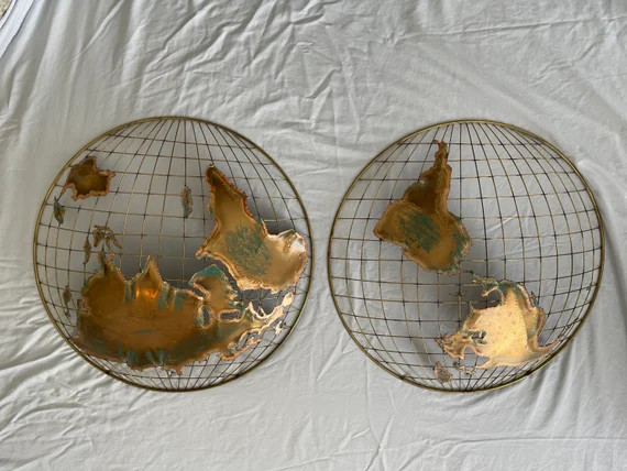 Curtis JERE the Hemisphere Wall Metal Art Sculpture World - Etsy | Etsy (US)