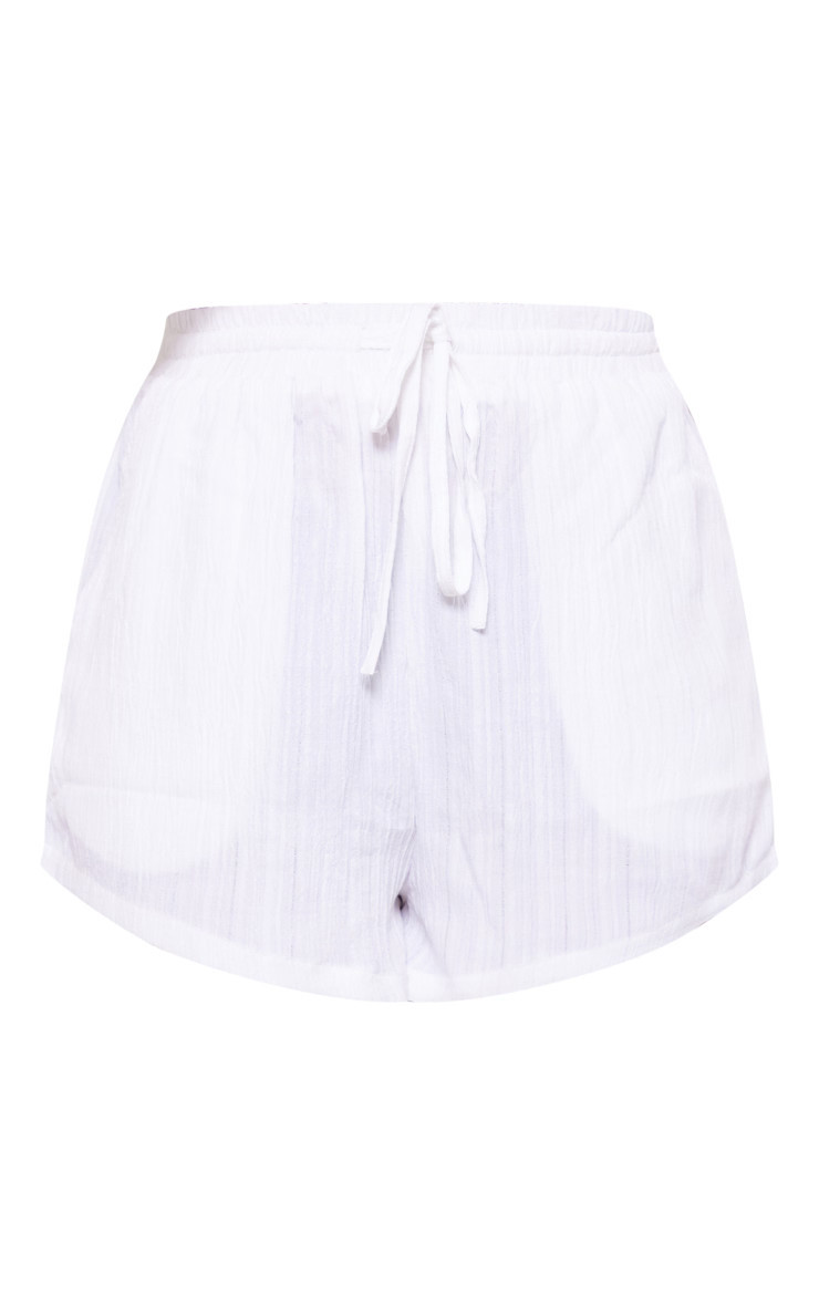 White Textured Oversized Floaty Runner Shorts | PrettyLittleThing UK