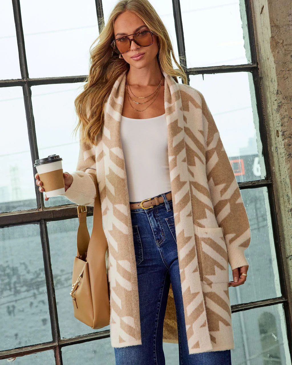 Caelis Knit Houndstooth Cardigan | VICI