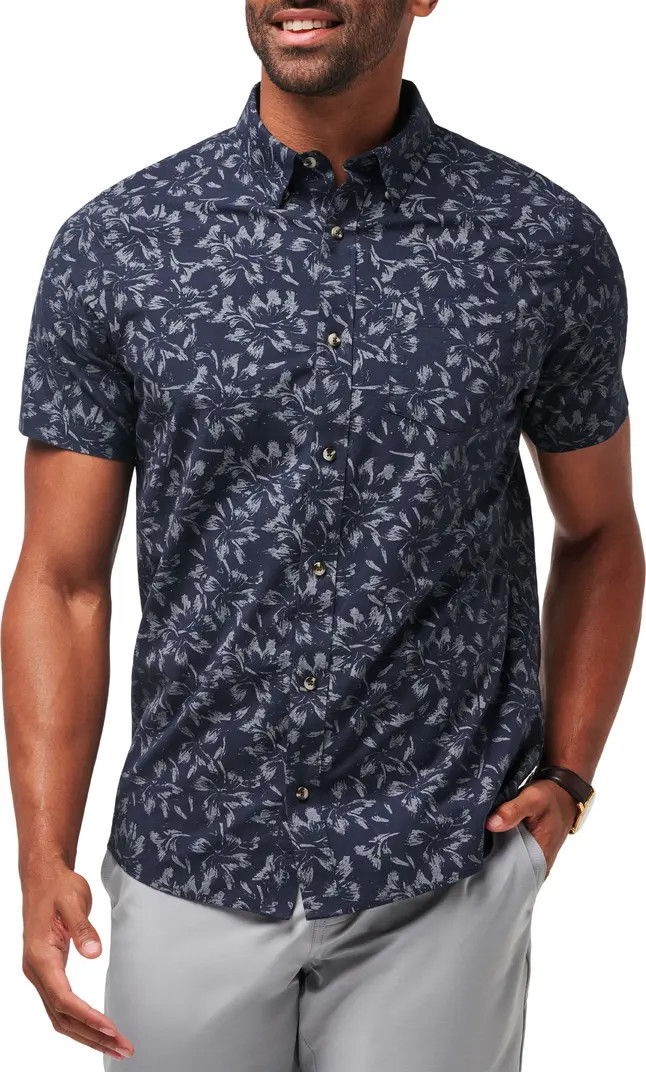 TravisMathew King Air Trim Fit Floral Short Sleeve Button-Up Shirt | Nordstrom | Nordstrom