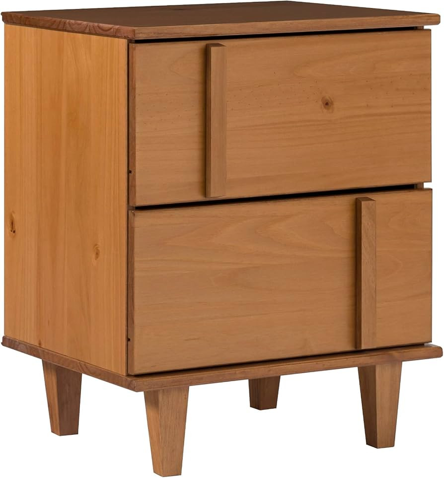 Walker Edison Sprague Contemporary Detailed Drawer Solid Wood Nightstand, 20 Inch, Caramel | Amazon (US)