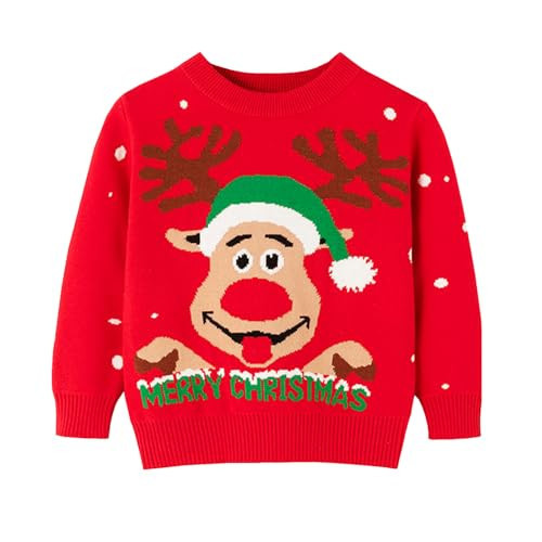 Ugly Christmas Sweater QYJIAJUE Girls Xmas Knit Pullover Reindeer Snowman Elk Boys Winter Sweatshirts Kids Tops 4Y | Amazon (US)