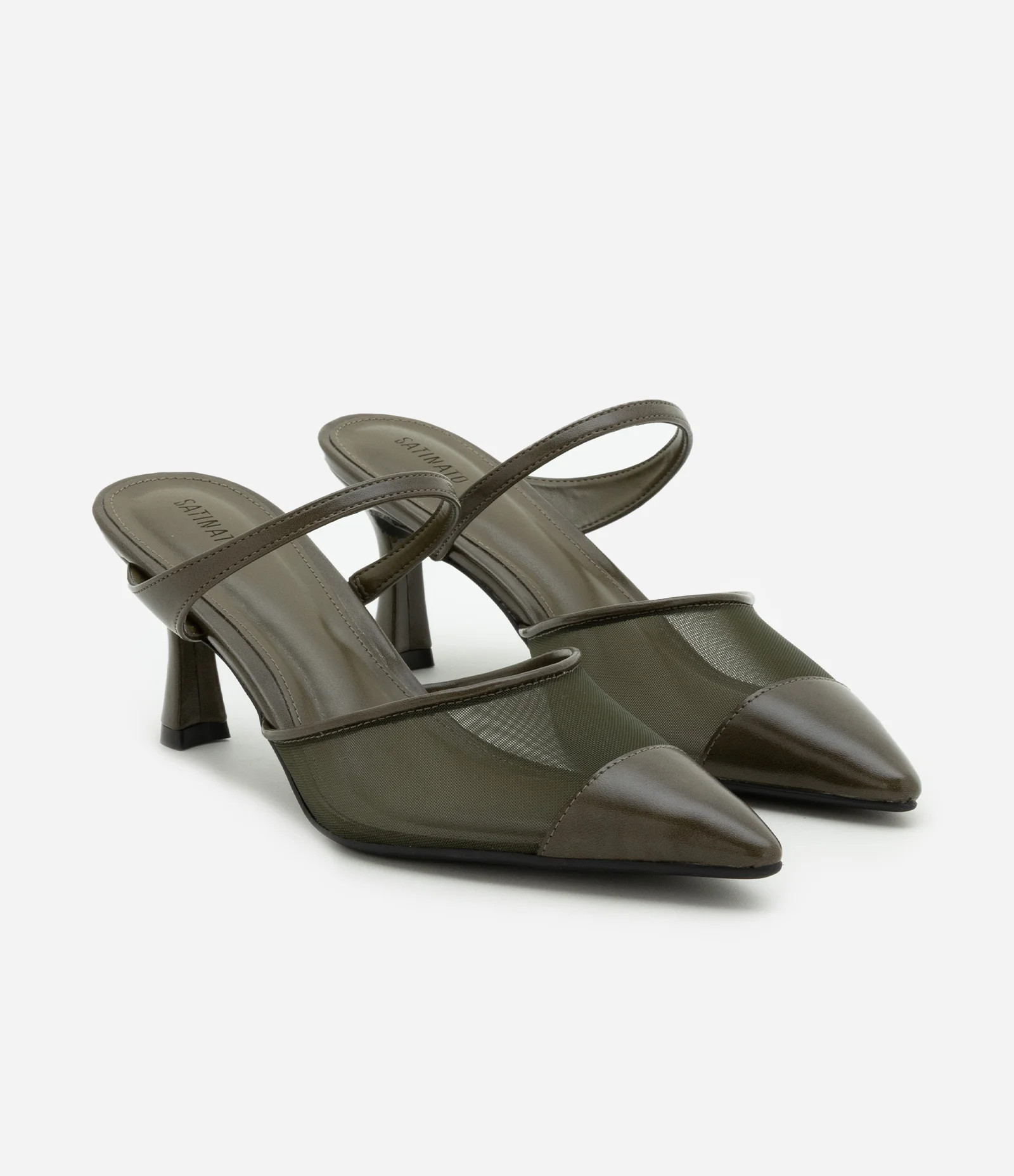 Sapato Scarpin Mule em PU com Detalhe Telinha e Tira Fina Verde Militar - Lojas Renner | Renner (BR)