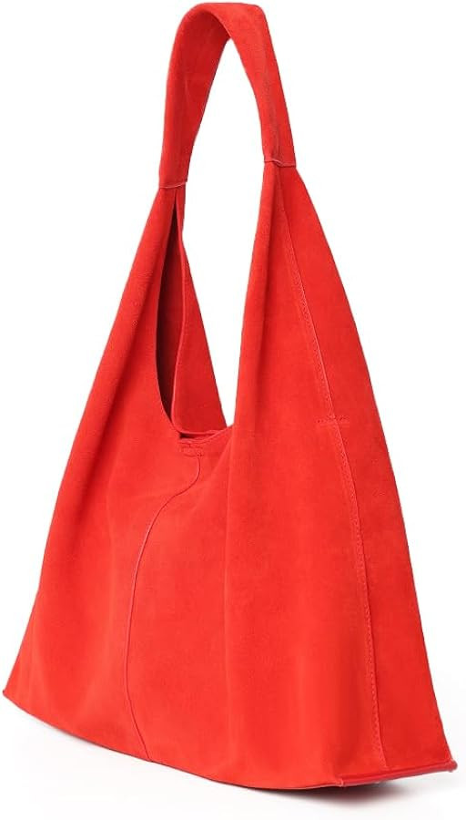Amazon.com: VAKAER Genuine Suede Leather Hobo Bag for Women, Slouchy Oversized Crescent Shoulder Tote Purse with Detachable Zip Pouch (Red) : Clothing, Shoes & Jewelry | Amazon (US)