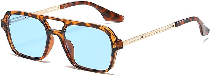 Trendy Retro Vintage 70s Square Flat Aviator Sunglasses for Women Men Rectangle Small Shades Narr... | Amazon (US)