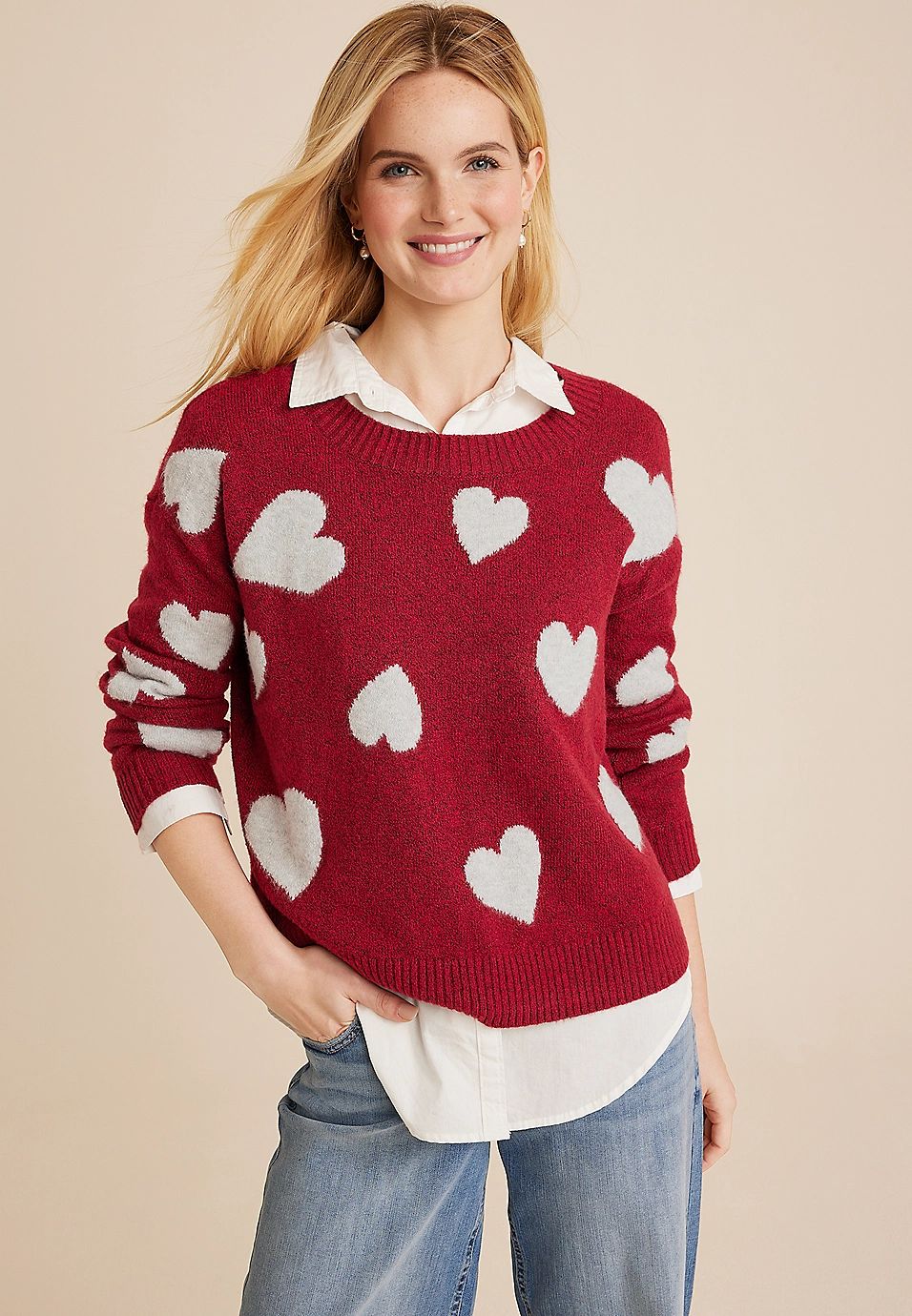 Heart Crew Neck Sweater | Maurices
