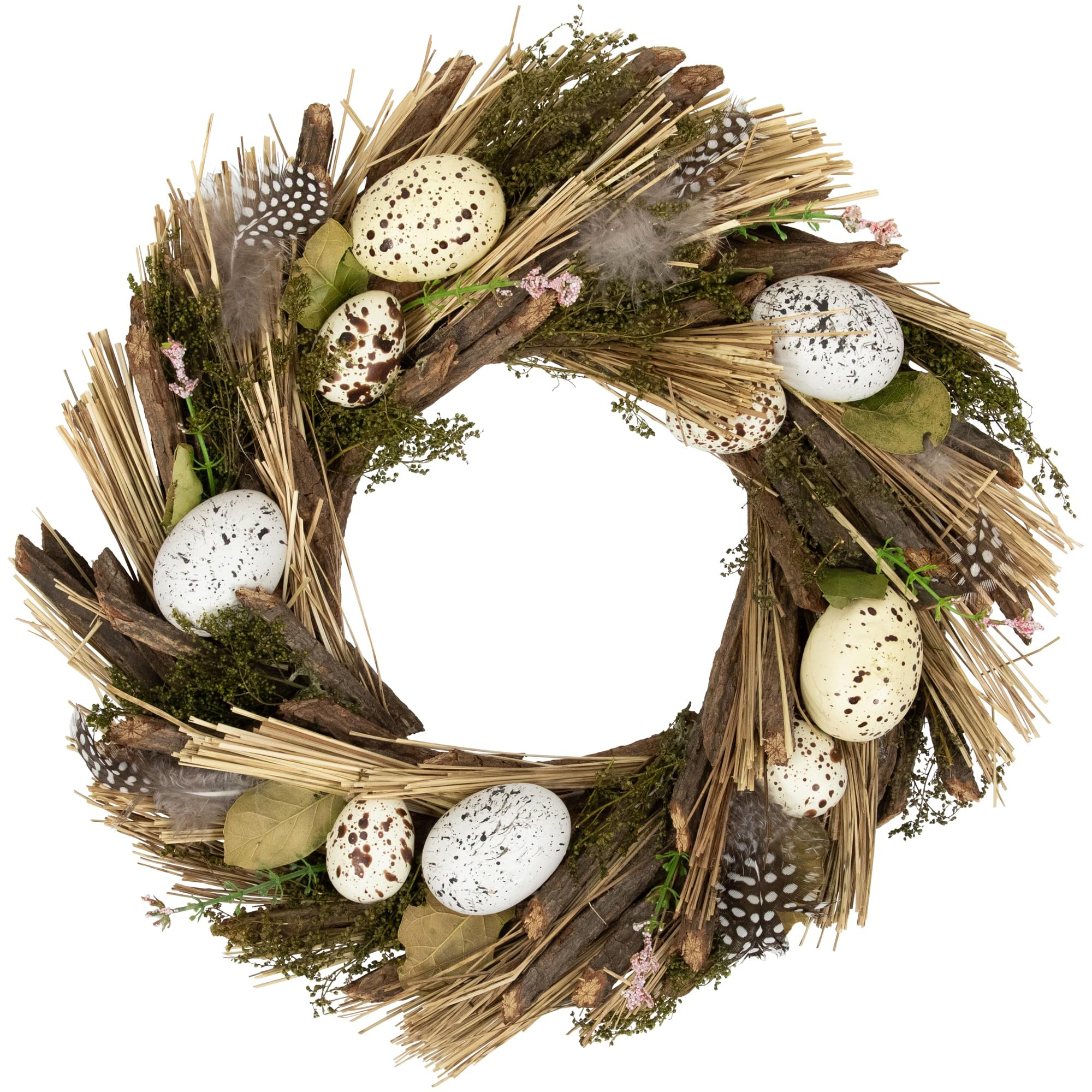 Northlight Speckled Eggs and Feathers Artificial Easter Wreath - 14" | Amazon (US)