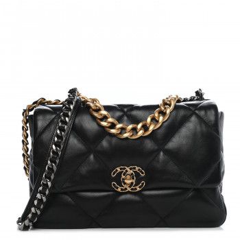 Lambskin Quilted Large Chanel 19 Flap Black | Fashionphile