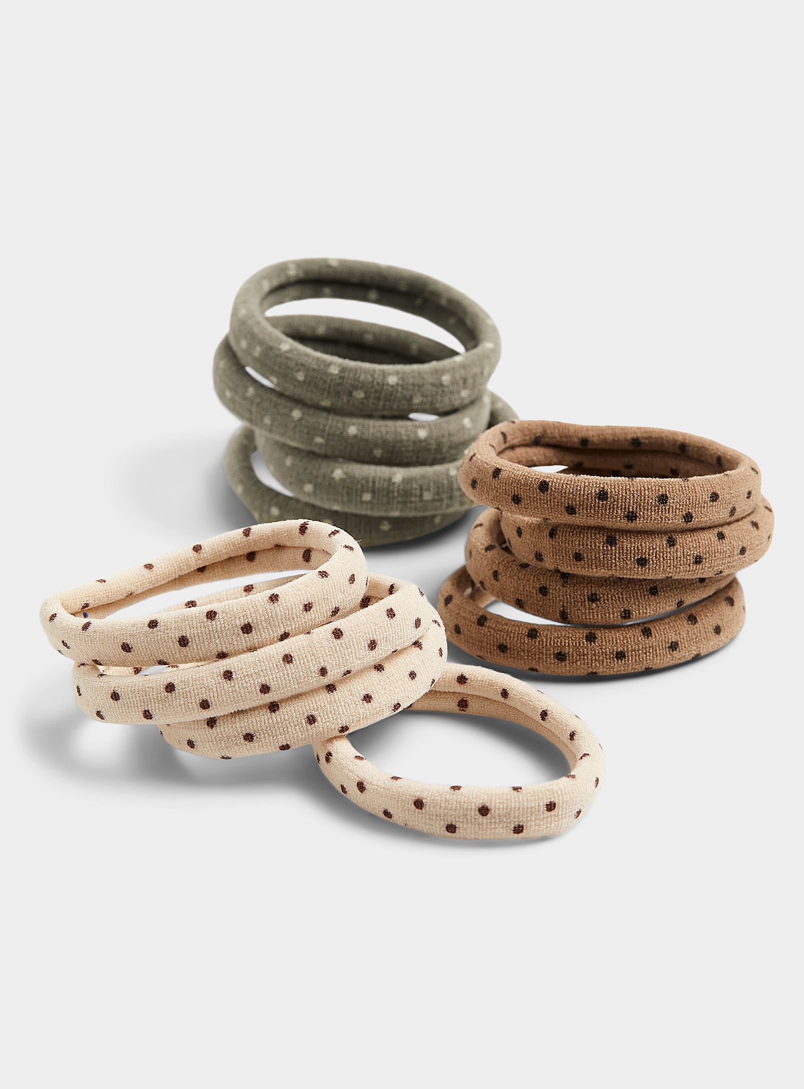 Kitsch - Polka dot recycled nylon hair ties Set of 12 (Women, Green, ONE SIZE) | Simons