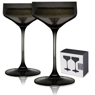 Viski Reserve Nouveau Smoke Gray Coupe Cocktail Glasses-Crystal Colored Coupe Glasses Colorful Martini Glasses- 6.5oz Long Stem Glassware Set Set of 2 | Target