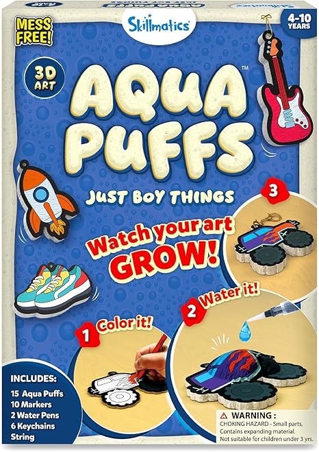 Skillmatics Aqua Puffs - 3D Art Kit, Just Boy Things, Mess-Free Paint by Number Craft for Kids, D... | Amazon (US)
