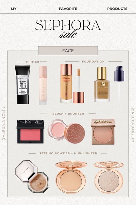 my top face products in the Sephora Sale! // primer, foundation, blush, bronzer, setting powder, highlighter 

#LTKSeasonal #LTKxSephora #LTKbeauty