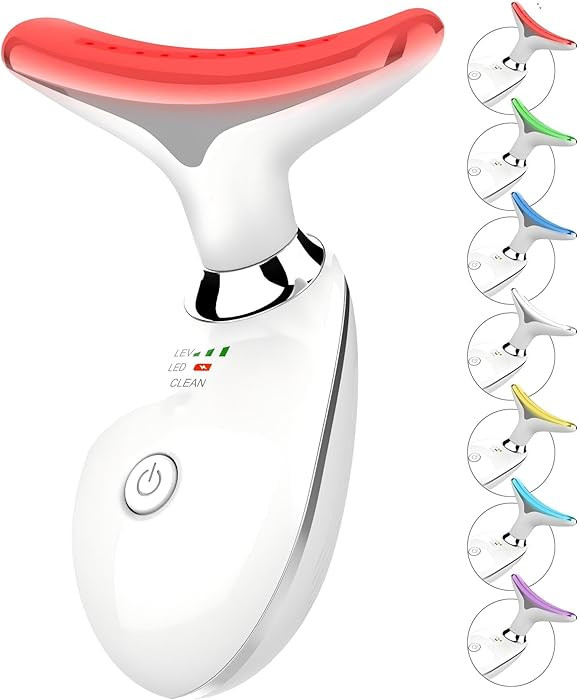 7 Color Face and Neck Massager Light Therapy, Red Light Based Facial Massager for Skin Care, Firm... | Amazon (US)