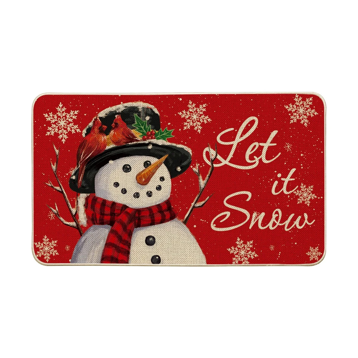Smile Snowman Let it Snow Christmas Doormat, Snowflakes Winter Decor Low-Profile Floor Rug Switch... | Walmart (US)