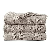 Battilo Khaki Throw Blanket for Couch, Soft Cozy Cable Knit Blanket, Lightweight Decorative Throw fo | Amazon (US)
