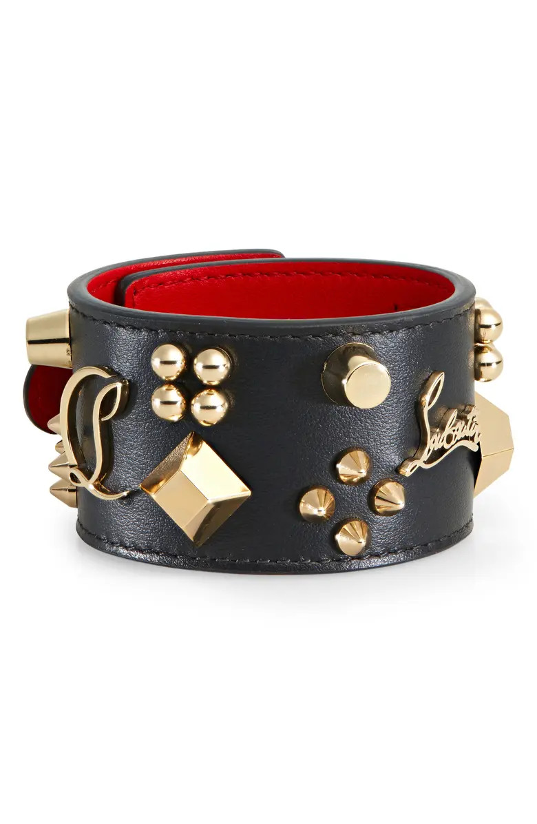 Christian Louboutin Carasky Studded Leather Cuff Bracelet | Nordstrom | Nordstrom