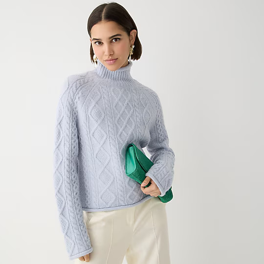 Cable-knit rollneck sweater | J. Crew US