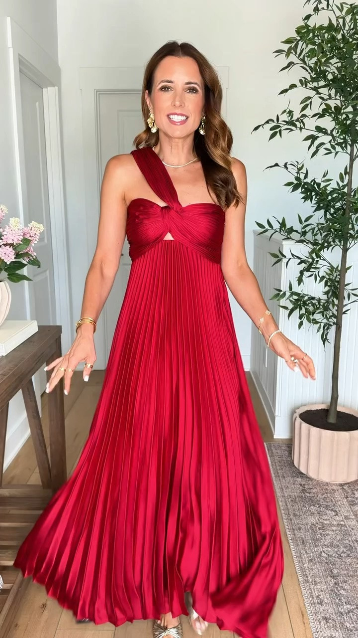 Fall wedding guest dresses. Winter wedding guest dresses. Cocktail dresses. Black tie optional dresses. Pleated maxi dress. Party dress. Party outfit. Cocktail outfit. Dinner date. Wearing XS - strap is a smidge long on me so I would either have it hemmed or try to pin it. Would be bump-friendly, too!

#LTKWedding #LTKTravel #LTKootd