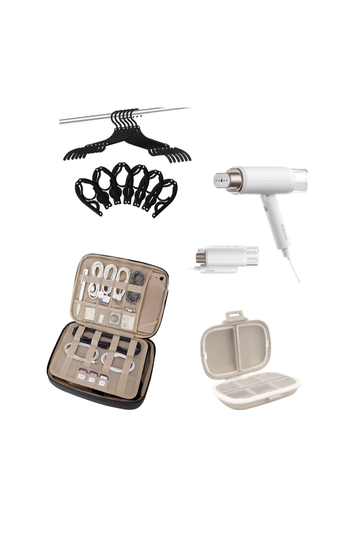 Foldable hangers, collapsible steamer, tech accessories/cords case, & travel pill case! All for your summer traveling!🫶🏼

#LTKtravel #LTKSeasonal #LTKFind