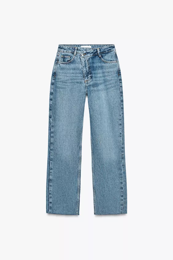 Z.09 STRAIGHT ANKLE HIGH WAIST CROSSOVER WAIST JEANS | Zara US