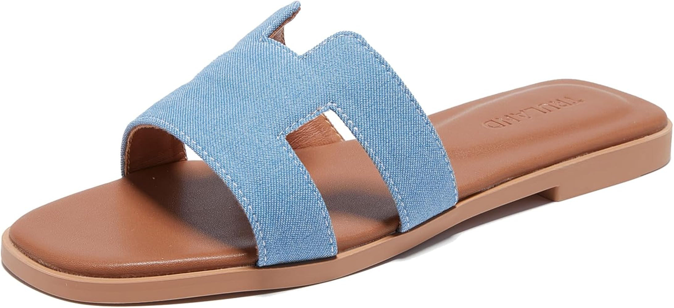 TRULAND H Strap Flat Slide Sandals for Women - Cute Fashion Open Toe Summer Dressy Sandals | Amazon (US)