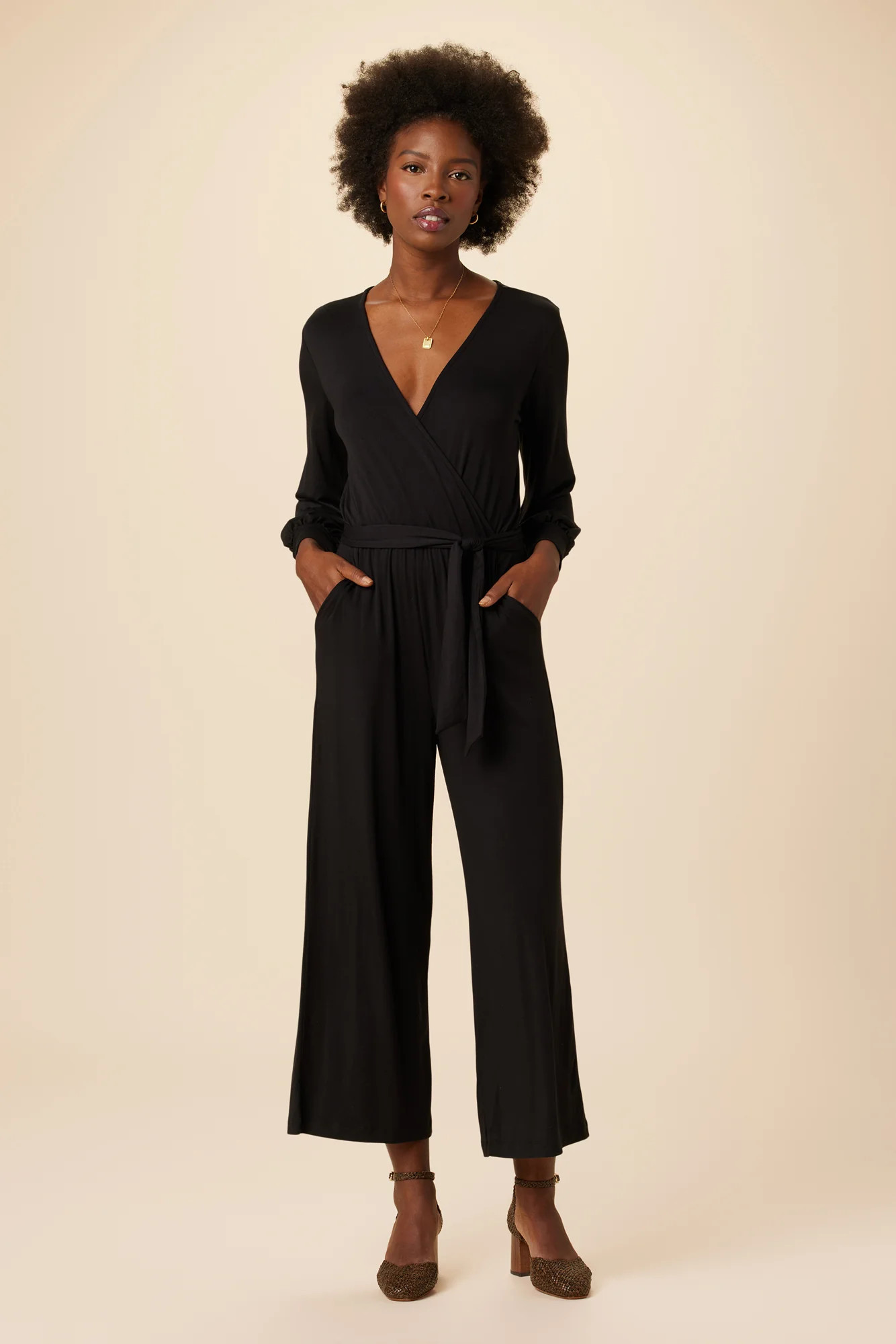Everley Dream Knit Jumpsuit - Black | Amour Vert