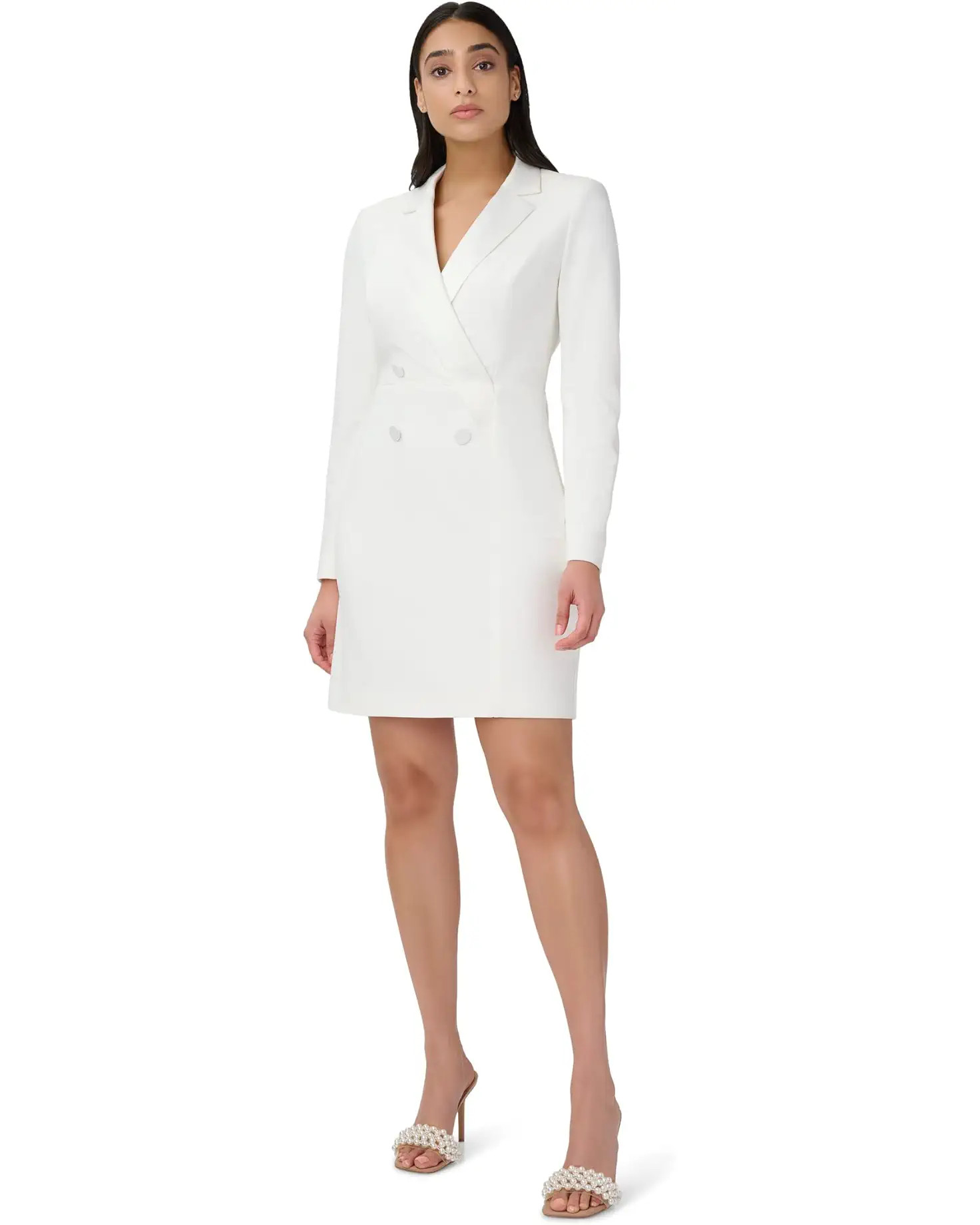 Double-Breasted Crepe Tuxedo Sheath Dress | Zappos