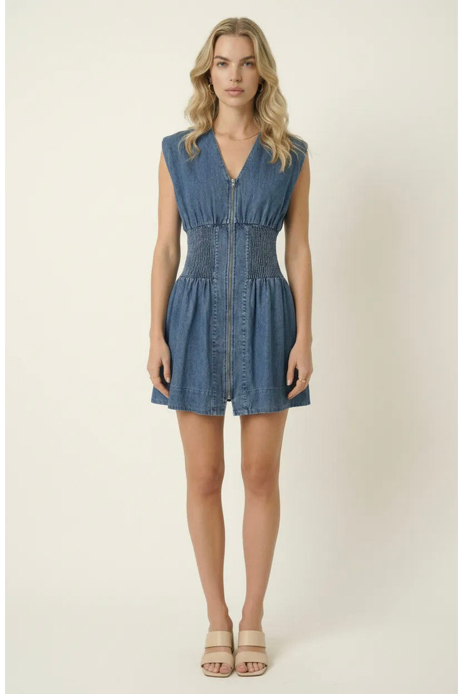 Denim Cap Sleeve Smocked Mini Dress (Women) | Nordstrom | Nordstrom