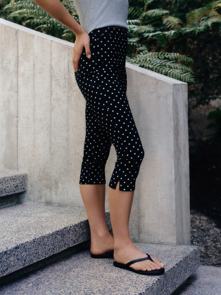 Black Polka Dot Denim - Cropped Capri Jeans | Next EU