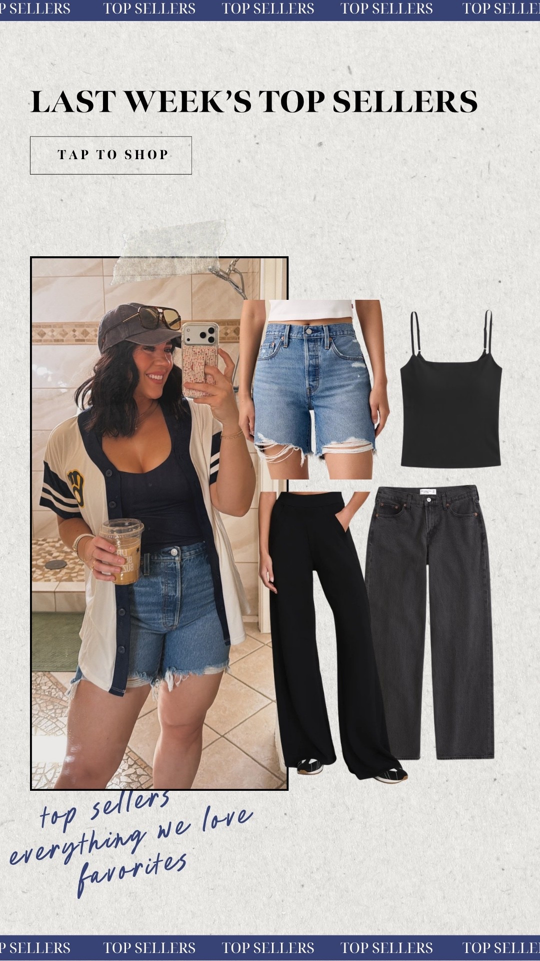 Last week's top sellers! The best thick thigh approved jean shorts, bra free tank,   Abercrombie denim & viral track pants!

#LTKSaleAlert #LTKMidsize #LTKootd