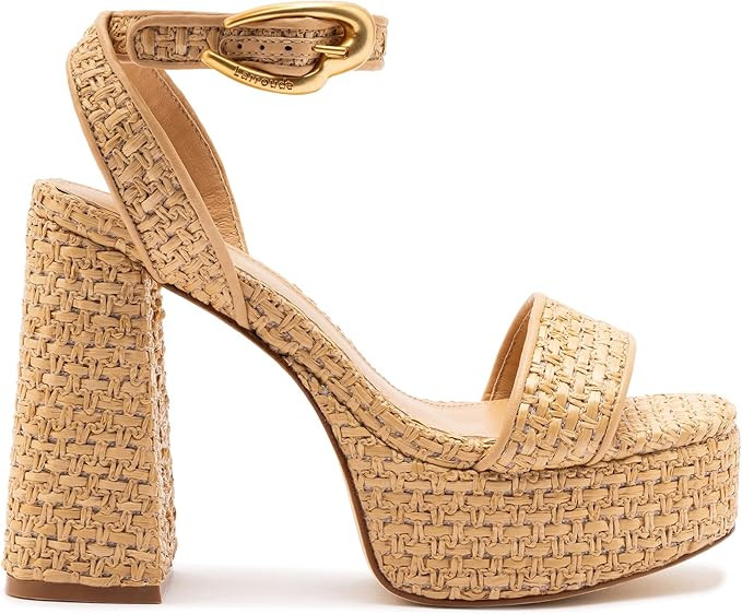 Amazon.com: Larroudé, Dolly Verona Sandal In Beige Leather And Natural Raffia, 10, Beige : Luxur... | Amazon (US)