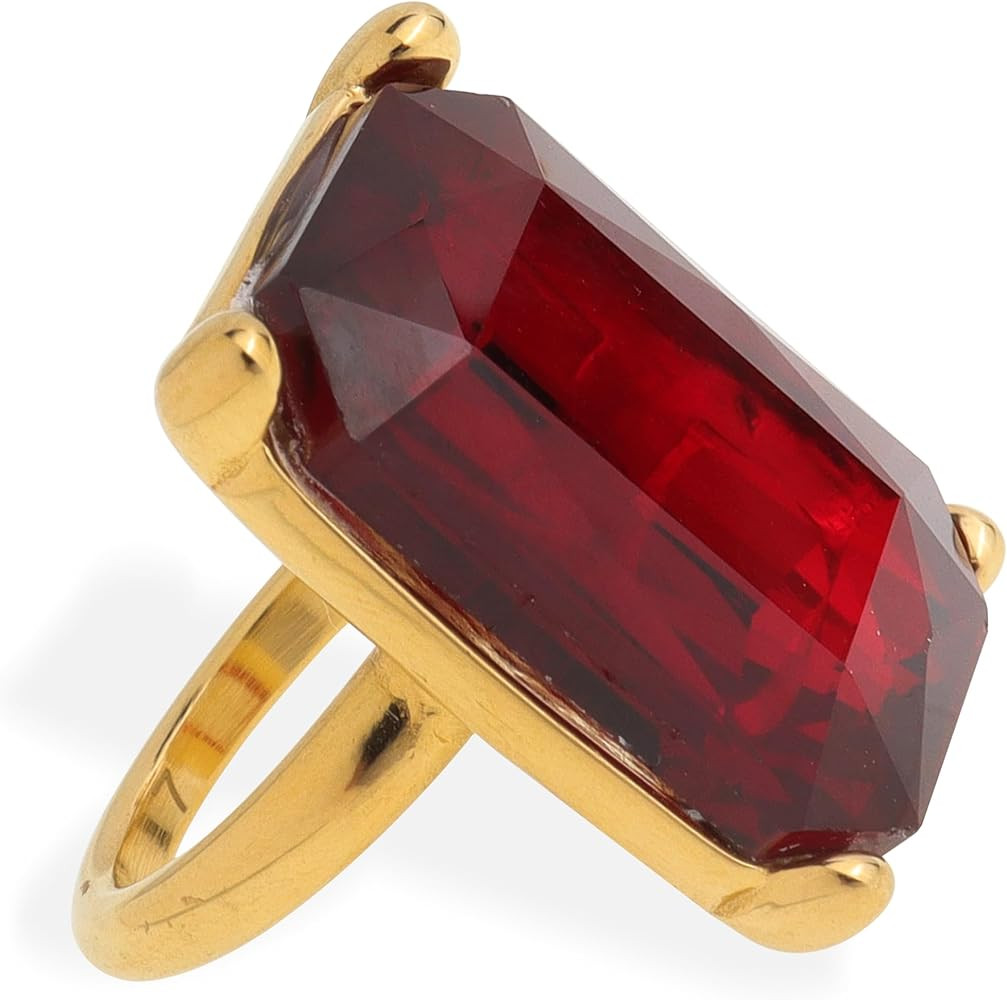 Gold Exaggerated Emerald CZ Crystal Rings for Women, Statement Costume Jewelry Gift | Amazon (US)