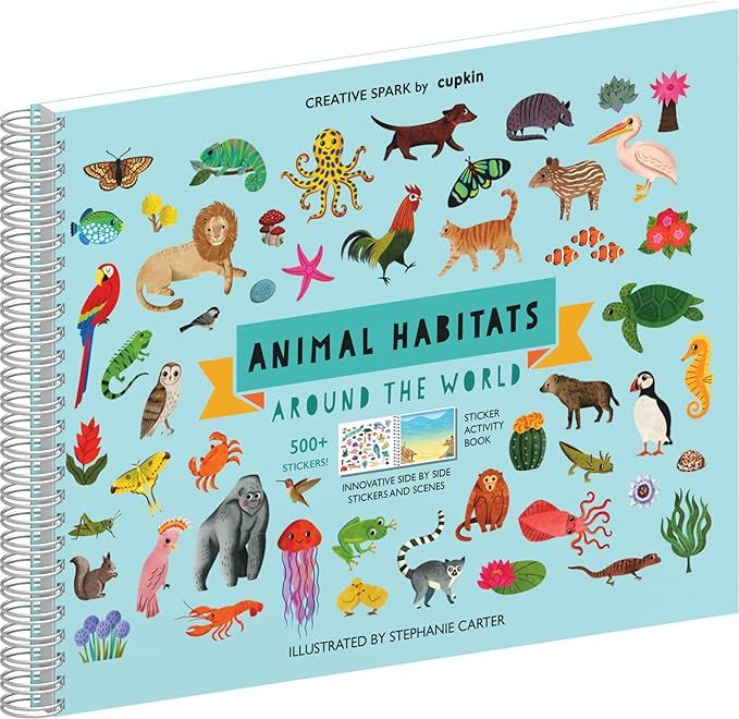 Animal Habitats Sticker Book (500+ Animal Stickers for Kids & 12 Coloring Pages) by Cupkin - Side... | Amazon (US)